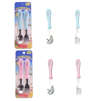 

Babe Gadgets Tableware Set Children Cartoon Koala Utensil Stainless Steel Toddler Cutlery Infant Food Feeding Spoon Fork