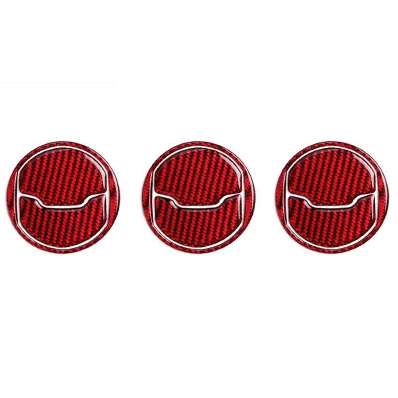 

for Ford Mustang Red Carbon Fiber Car Interior Central Air Conditioner Outlet Decorative Cover Sticker 2015 2016 2017 2018 2019