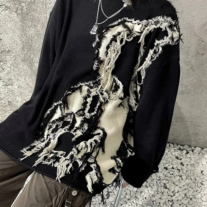

Women's Sweater Ladies Oversize Y2k Aesthetic Tops Pullovers Tassel crimping Korean Fashion Long Sleeve Winter Gothic Clothes