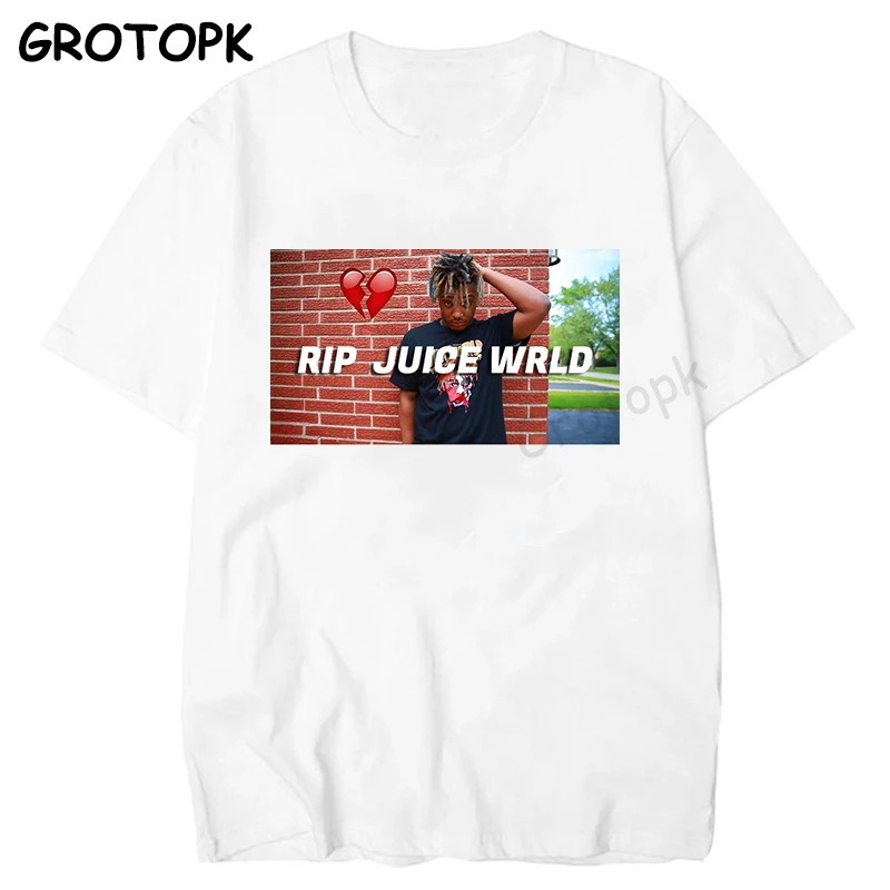 Мужская футболка с принтом RIP JUICE WRLD 999 белая в стиле хип хоп уличная одежда
