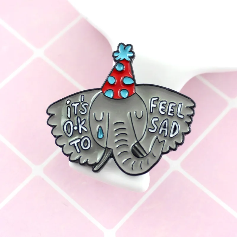 Wish Creative New Style Tears Proboscis Elephant Oil Drop Brooch Accessories It's OK to Feel Sad