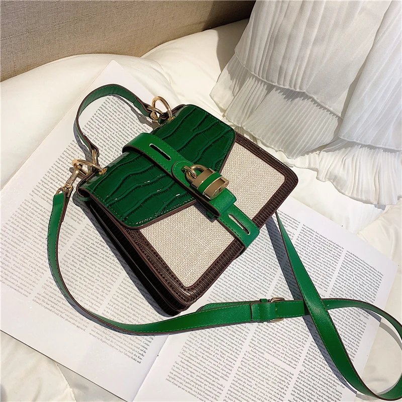 

Burminsa Small Crocodile Print Women Messenger Bags Korean Style Patchwork Design Female Shoulder Bags High Quality Handbag 2019