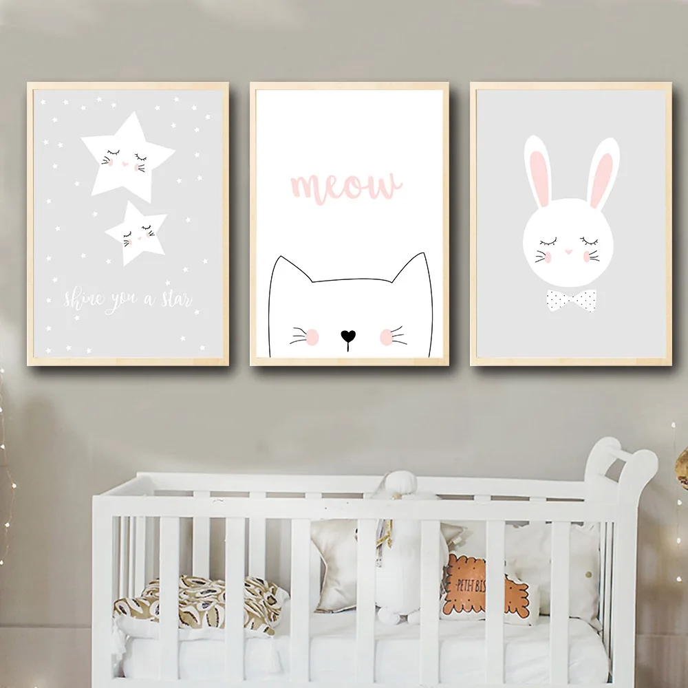 Popigist-Ausdruck-Lustige-Nette-Tier-Panda-Kaninchen-A4-Leinwand-Kunst-Malerei-Print-Poster-Wand-kinder-Schlafzimmer