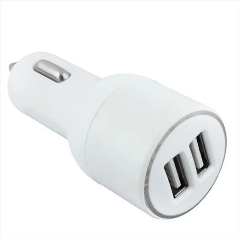 Universal Black/White Two Holes 2.1A USB Port Car Charger With Cable
