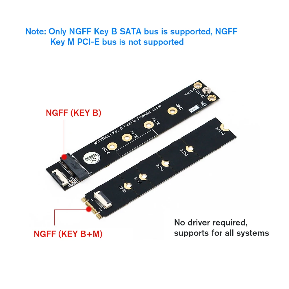 NGFF(M.2) ключ B адаптер расширения карты только поддержка SSD для NGFF SATA протокол адаптер расширения карты