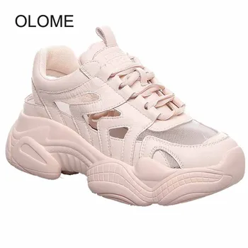 

2020Summer New Shoes Women Thick Bottom Mesh Sandals Female Casual Footware Platform Ladies Leisure Chaussures Chunky Cross-tied