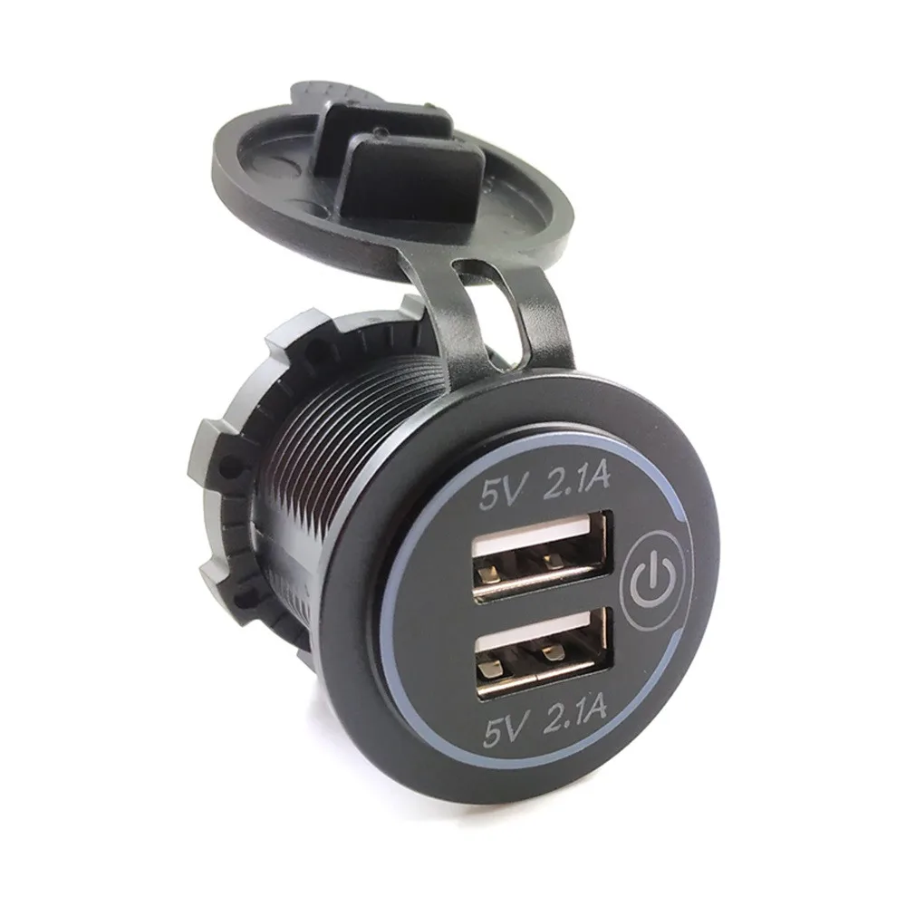 USB Автомобильное зарядное устройство с 60 см удлинитель провода 4.2A двойной зарядное устройство USB Розетка с переключателем для автомобиля мотоцикла# a731y50