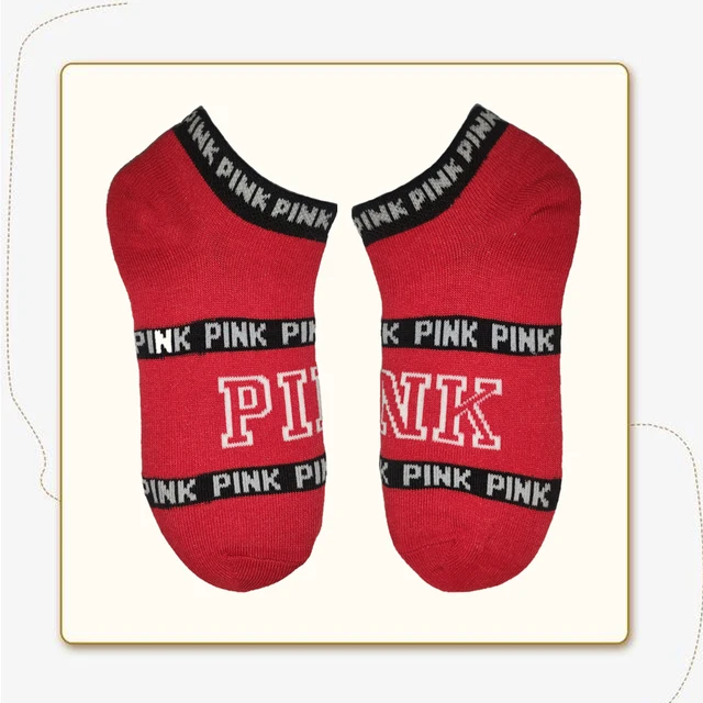 Hot Motion Socks Pink Socks New Unisex Cotton Mix Random Harajuku Creative Happy Casual Sports Short Ankle Pink Letters Socks 10