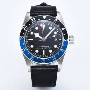 

Sterile men Watch 41MM Luxury Top Brand CORGEUT Mechanical sapphire GMT Men Automatic Military Sport calendar Clock Leather