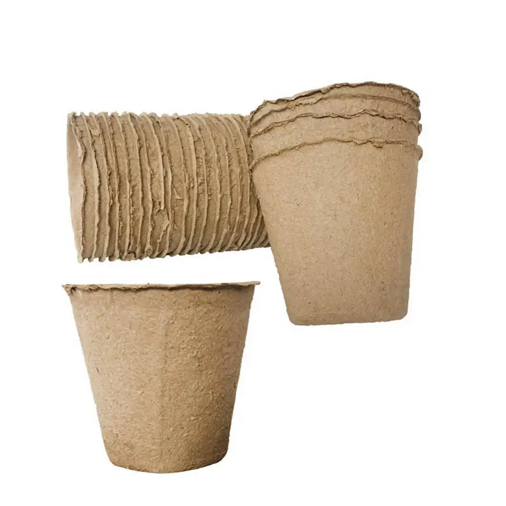 Plant Nursery Cup 8*8cm Gardening Flowerpot Electronic Medicine Paper Tray Pulp Seedling Cup Degradable Disk Gardening Tools