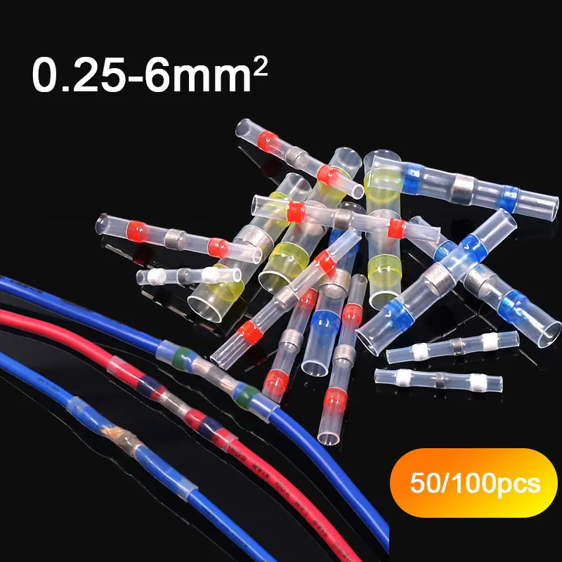 50/100pcs Heat Shrink Soldering Sleeve Terminals Waterproof Butt