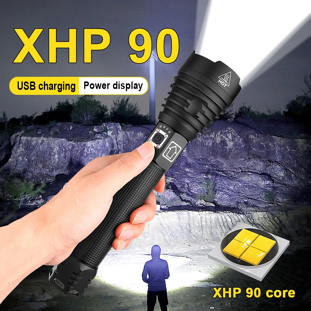 Xhp90 Ультра Высокий люмен Usb Перезаряжаемый мощный светодиодный светильник для