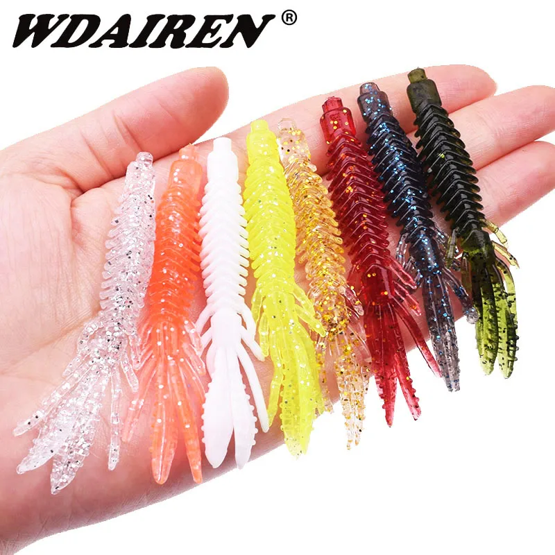 10Pcs Jigging Wobblers Fishing Lure 70mm 2.1g Floating Shrimp Soft Baits Trout Bass Craws Artificial Silicone Swimbait For Pike | Спорт и