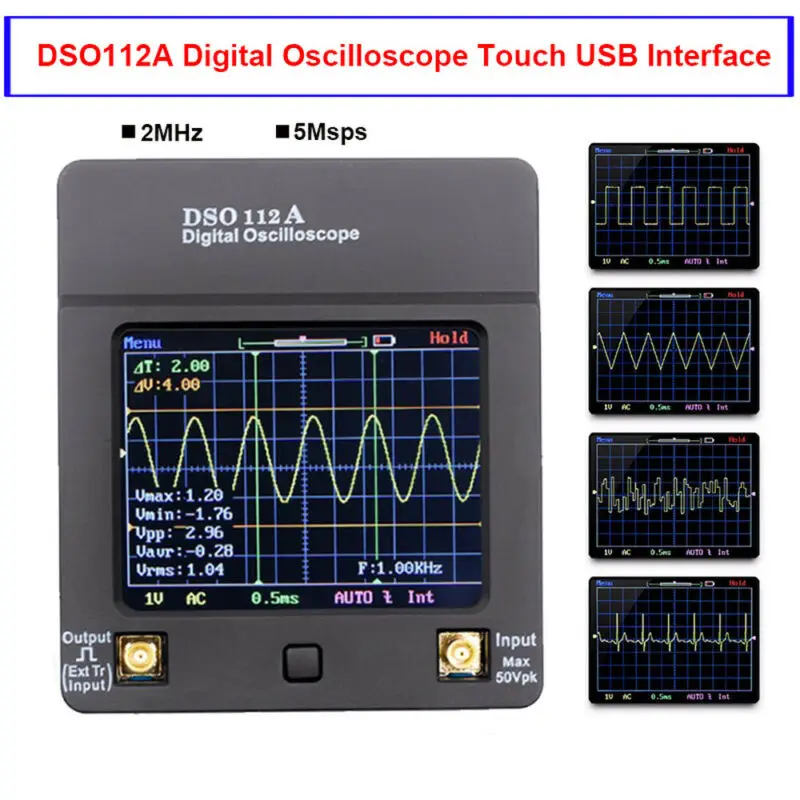 

1 Kit DSO112A Digital Oscilloscope Portable Handheld TFT Multimeter Tester 2MHz 5Msps 2.7 * 3.1 * 0.7in Replacment
