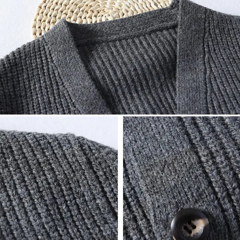 High quality Autumn Winter Mens long sleeve v-neck knitted sweaters casual woolen knitted thick mens sweaters mens coats