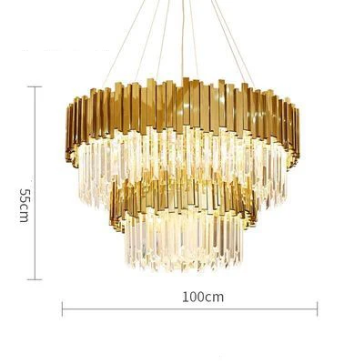 2 tier led g9 Нордик Золотые Нержавеющие Стали Хрустальные 2 яруса Светодиодные Лампы.Светодиодные Светильники Люстры Подвесные.Светильники Подвесные Светильники.Светильник Подвесной Светильник. Для Столовой, Фойе и Спальни - Цвет корпуса: 2 tier