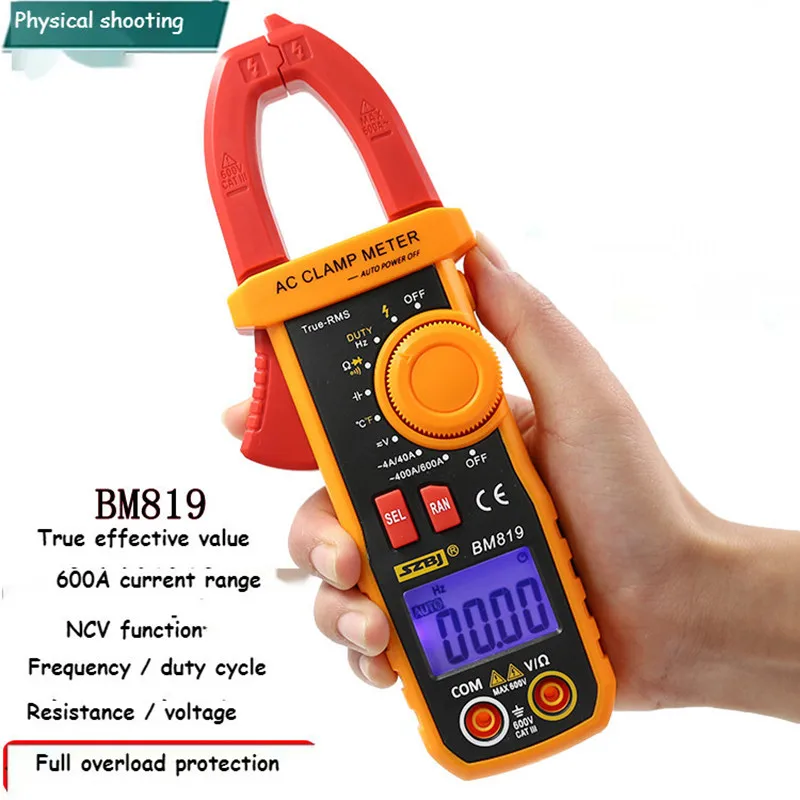 

BM818 BM819 Ammeter ACV/DCV ACA Auto Range Measurement of large capacitance NCV Amperometric Digital clamp meter Voltmeter