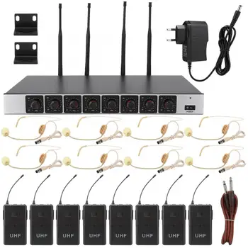 

8 Channels Microphone MIC Kit for Large Meeting Conference(800-890MHz) microfone sem fio microfone 1 x Transmitter 8 x Receiver