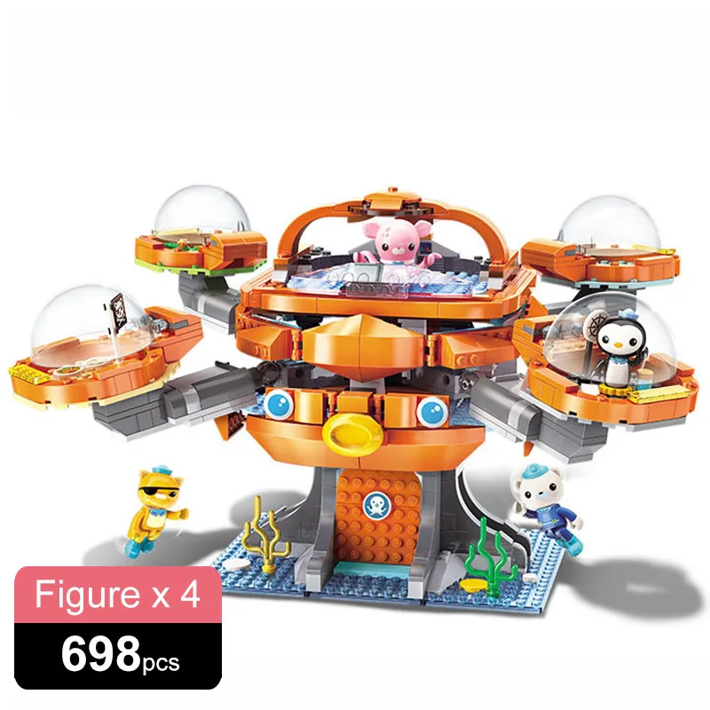 698 шт 3708 идеи создателя город Осьминог Octonauts мультфильм строительные блоки модели наборы детские игрушки Совместимые ENLIGHTEN - Цвет: 698PCS 4 Figures
