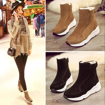 

Snow Boots Women Boots Women Shoes Woman Fashion Ankle Boots Flat Warm Short Boots 2020 Winter New Round Toe Snow Boots D603