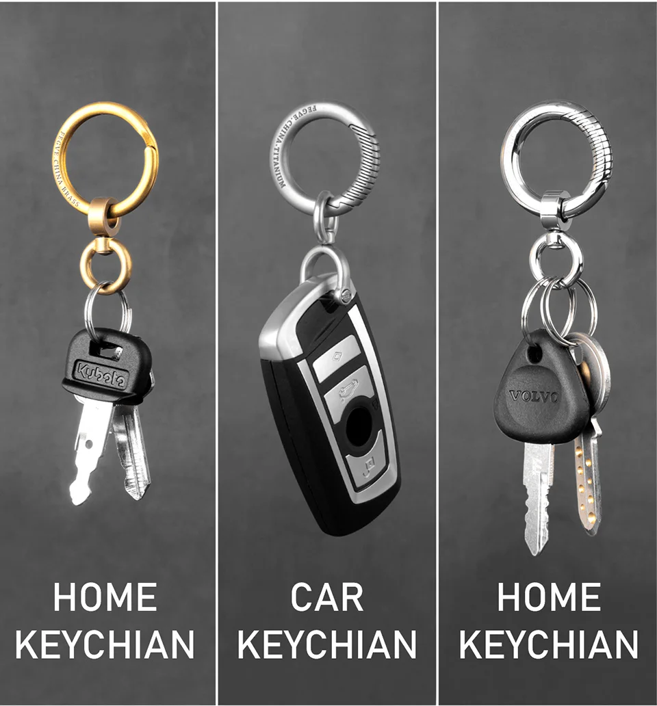 Real Titanium Key Chain Stainless Steel Spin 360 Degree Rotation Key Ring  High Quality Car Keychain Horseshoe Buckle Connection