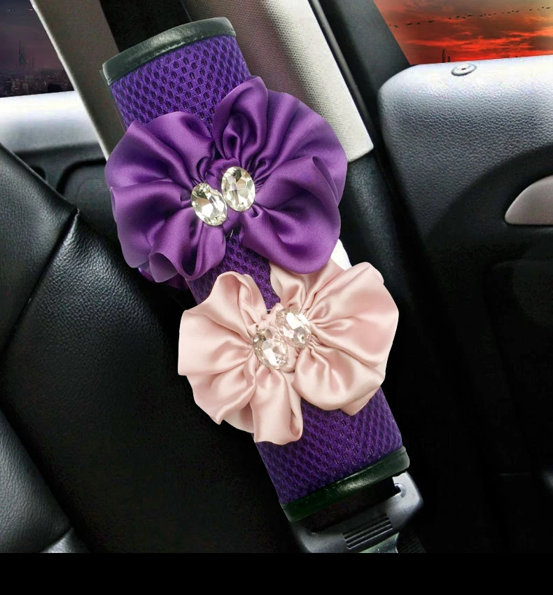Фиолетовый цветочный полный набор версия автомобиля neckpillow ручной тормоз/Шестерня/чехол на руль для женщин аксессуары для интерьера