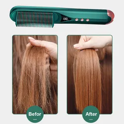 2-In-1 Anti-Scald Curling Iron Curler LCD Hair Straightener Brush Fast Heating Straightening Tool Electric Hair Style Tool