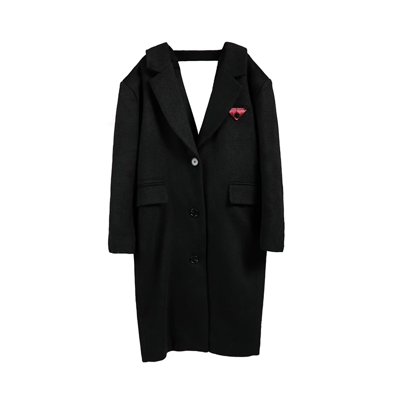 black DMY1167 XITAO, индивидуальный двойной воротник, шерсть, Тренч, модная ветровка, для женщин, Harajuku, Осень-зима, одежда для женщин, DMY1167 - Цвет: black DMY1167