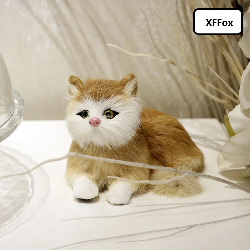 

Новая реальная жизнь, модель желтого кота из пластика и пуха, модель лежащего кота, подарок, около 15x10 см xf2497