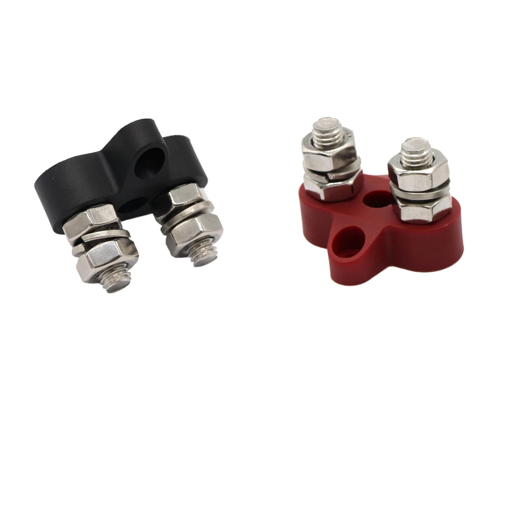 2x 6mm Junction Block Power Post Insulated Terminal Stud for Boat Marine