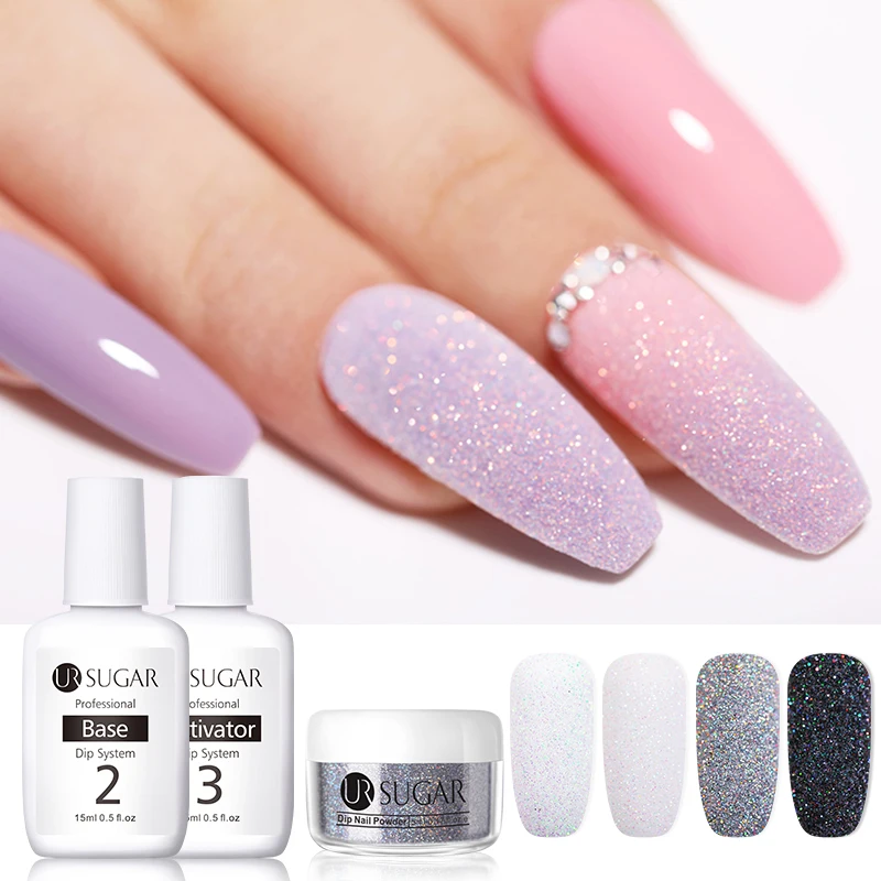 

UR SUGAR 6pcs Holographic Dipping Nail Powder Set Gradient Laser Sugar Dip Nail Glitter Powder Pigment Nail Art Decoration
