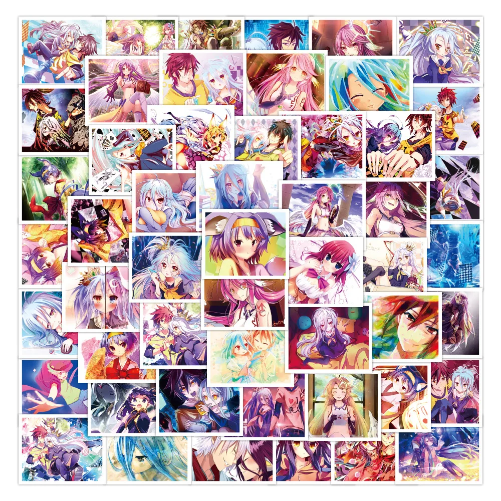 10/30/50PCS NO GAME NO LIFE Stickers Aesthetic for Laptop Skateboard Phone Waterproof DIY Graffiti Decals Sticker Packs Kid Toys