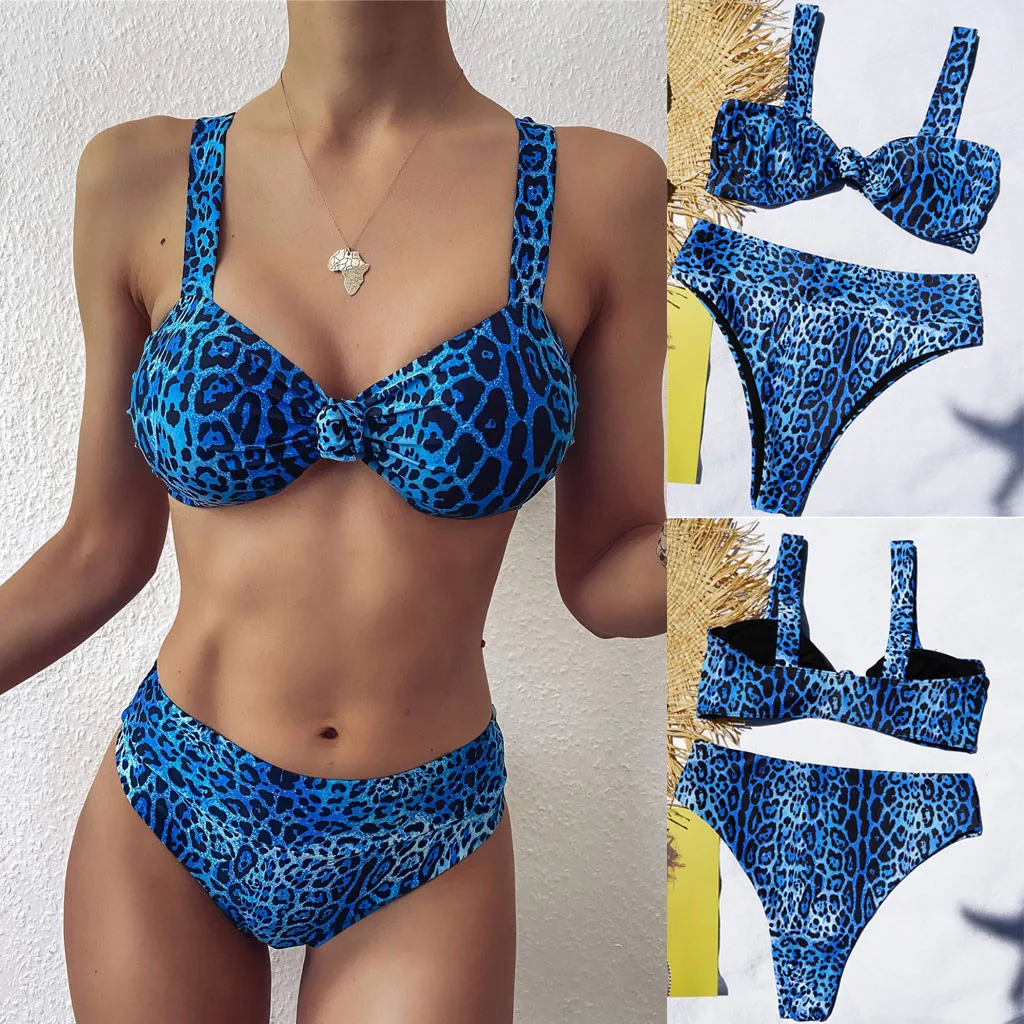 blue leopard print swimsuit