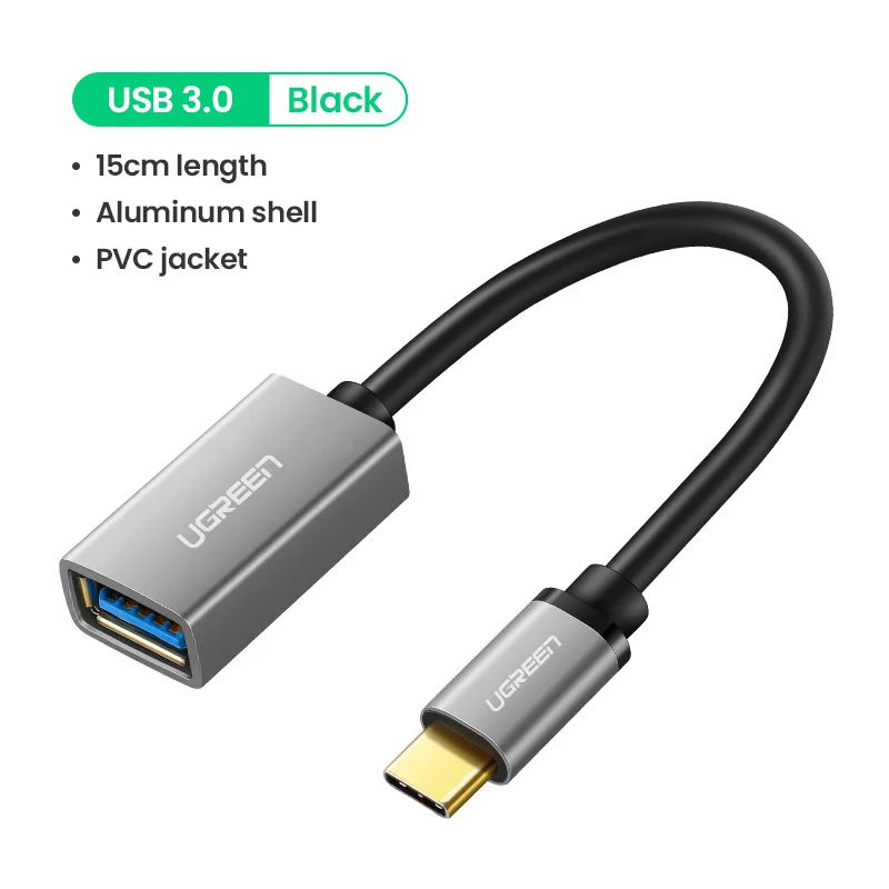 USB 3.0 Metal Black Ugreen USB C к USB адаптер Тип C OTG USB кабель C штекер USB 3,0 A женский кабель адаптер для MacBook Pro samsung S9 USB-C OTG - Цвет: USB 3.0 Metal Black