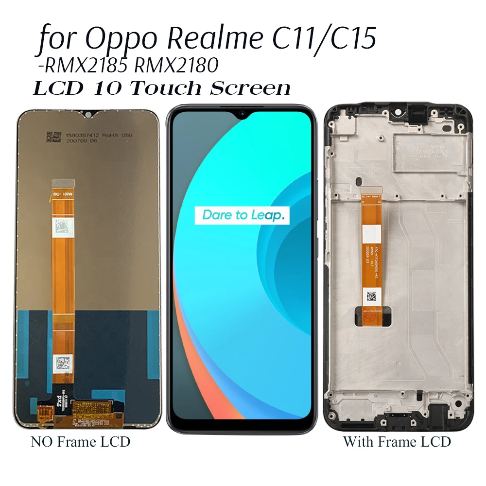 Display For Oppo Realme C11 C15 RMX2185 RMX2180 Lcd Display 10 Touch Screen  Replacement Tested Phone LCD Screen Digitizer Parts