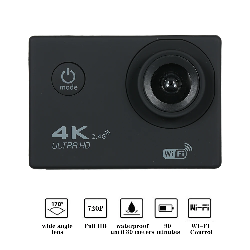 Экшн-камера 4K 16M WiFi Спортивная камера широкоугольная подводная 30M Водонепроницаемая спортивная видеокамера