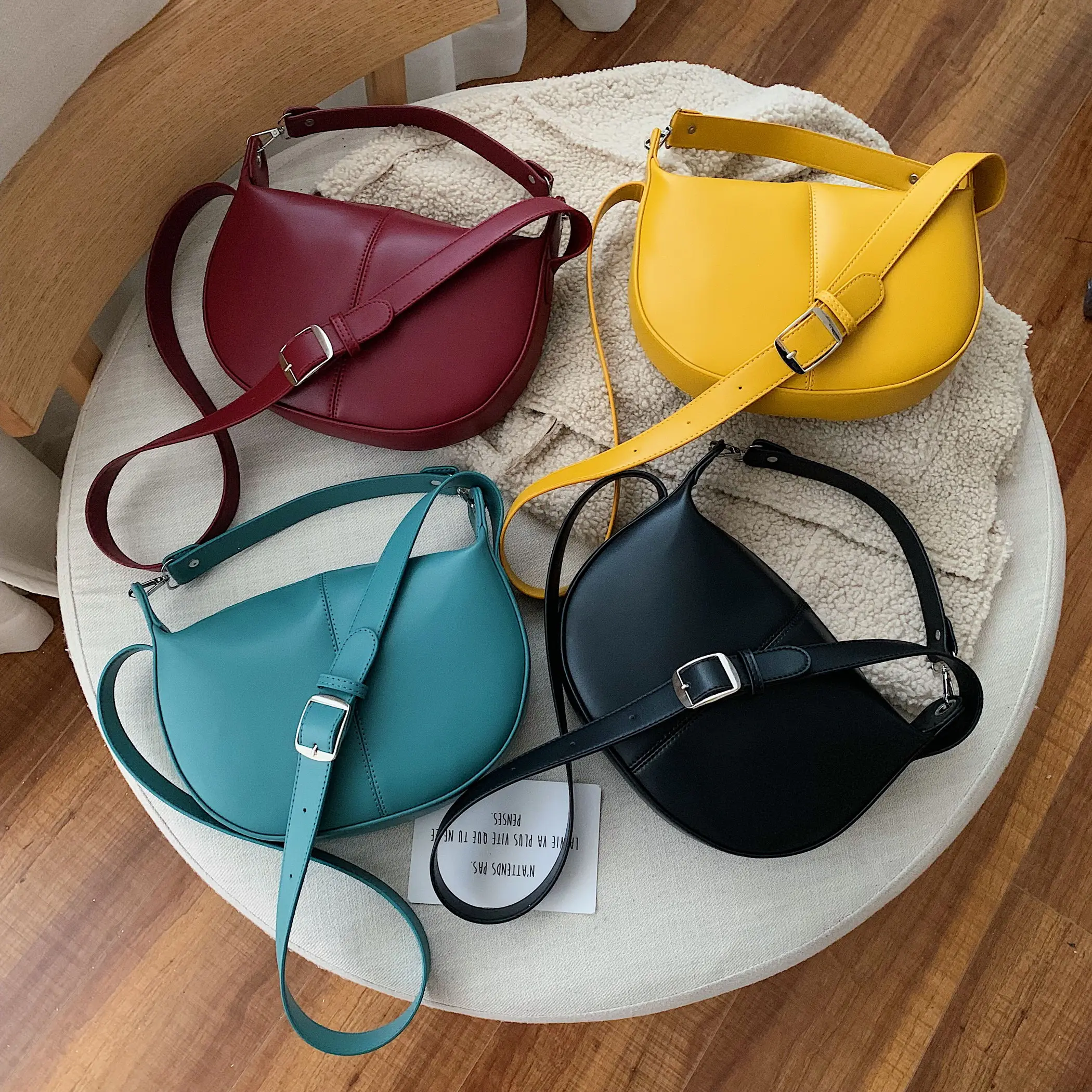 Solid Color PU Leather Saddle Bags For Women 2020 Small Lady Shoulder Messenger Bag Female Travel H - 4000252616706
