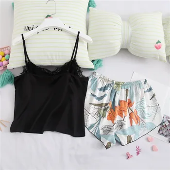 

Youhttest Ladies Sleeveless Silk Pajamas Two Piece Set Women Sleepwear