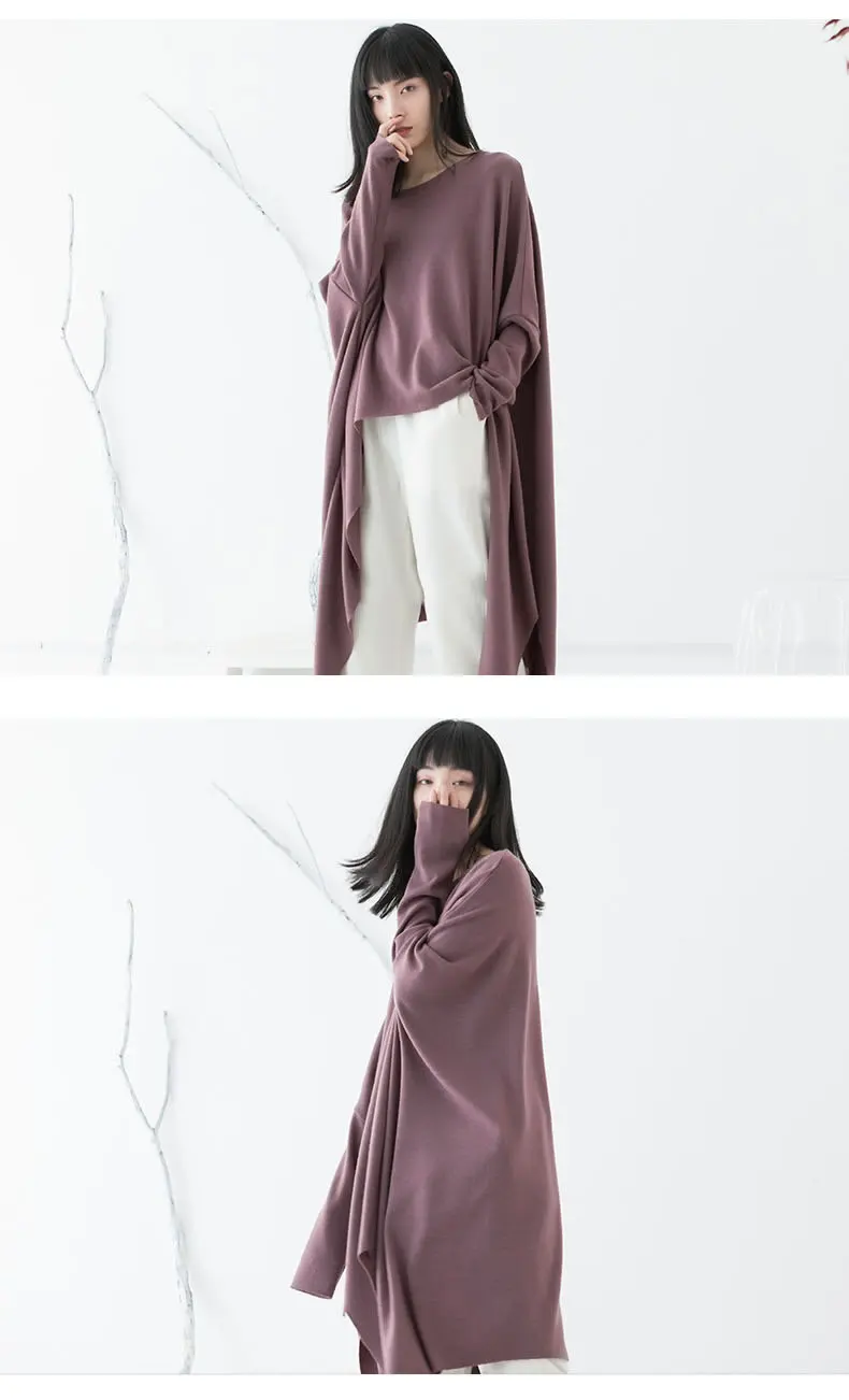 XITAO/винтажная Необычная футболка для женщин в Корейском стиле, модная новинка года, осенняя футболка с круглым вырезом и рукавами «летучая мышь», длинный Повседневный стиль, топ wqr1982