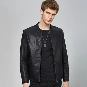 

New Style New Leather Men's Retro Simple Baseball Uniform Slim Short Versatile Leather Jacket Jackets For Men Mens Stylish Coat