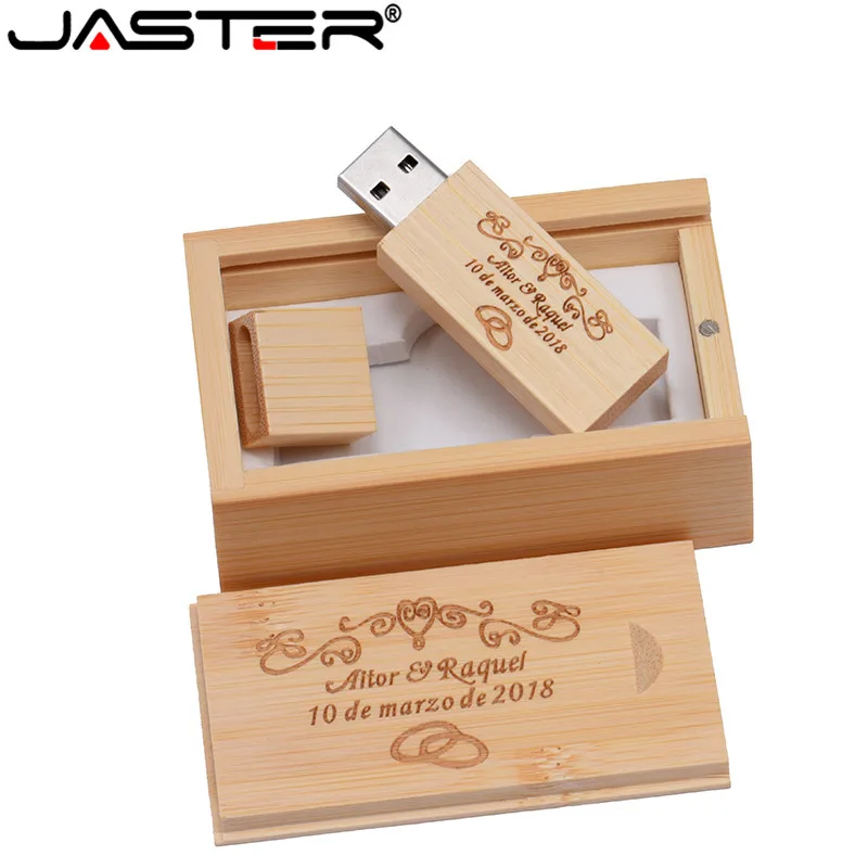 JASTER логотип на заказ деревянный usb флэш-накопитель с коробкой ручка привода 64 ГБ 32 ГБ 16 ГБ 4 ГБ U диск карта памяти Флешка персональный подарок