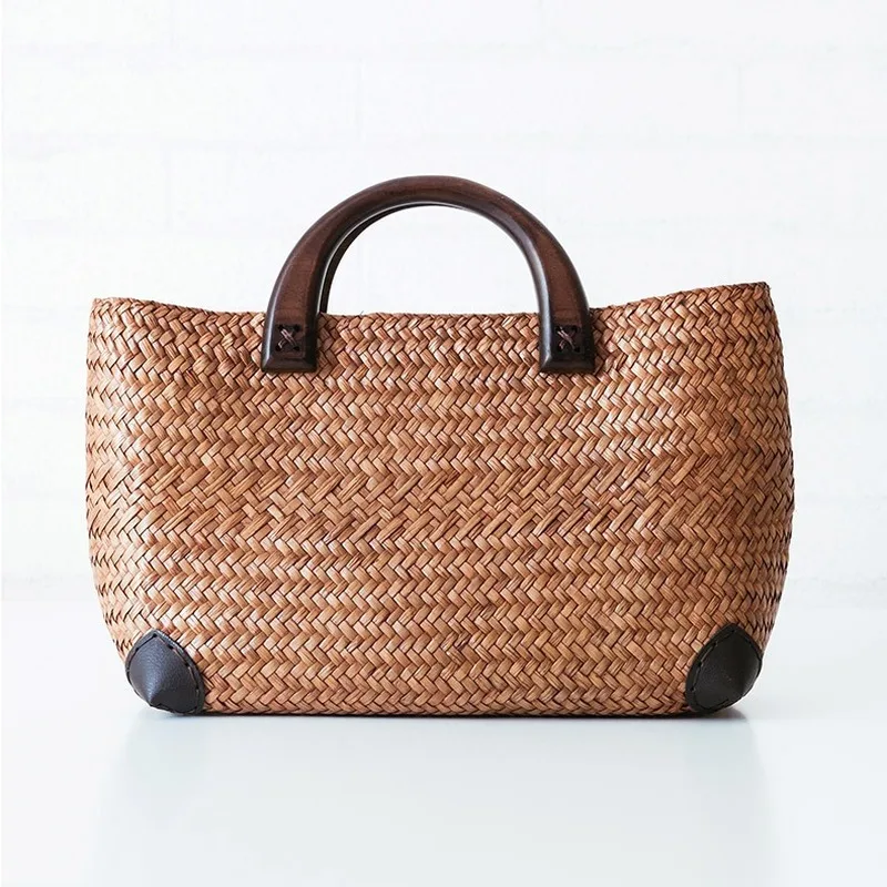 Handmade-straw-bag-retro-rattan-straw-woven-handy-beach-bag-simple-art ...