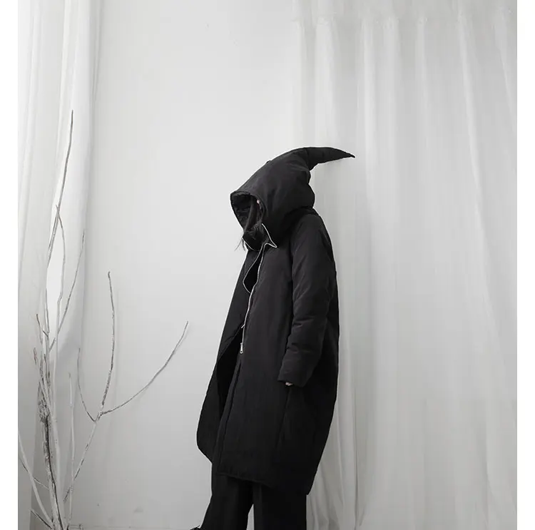 Autumn Winter Trench Coat for Women Streetwear Coats Female Plus Size Medium Thickened zipper Wizard Hat Cotton Coat