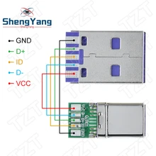 1Set Fast Charge Type-C USB 65W 5A Male Connector Welding With 5Pin PCB + Type A Male 6 Pin USB DIY OTG Data Charge DIY KIT