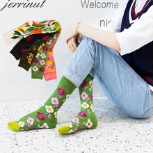 1 пара хлопковых женских забавных носков с принтом милых цветов животных счастливые мужские носки модные повседневные Харадзюку скейтборд пара носков