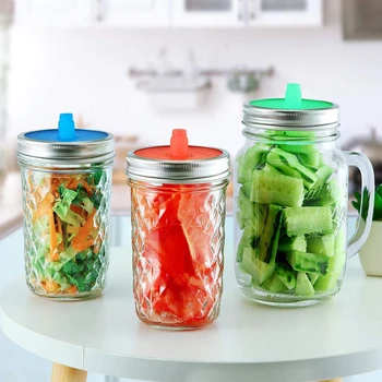 

5PCS Silicone Wide Mouth Mason Jar Lids Kitchen Storage Fresh-keeping Lids Pickles Sealing Cover Ferment for Bottle Cap