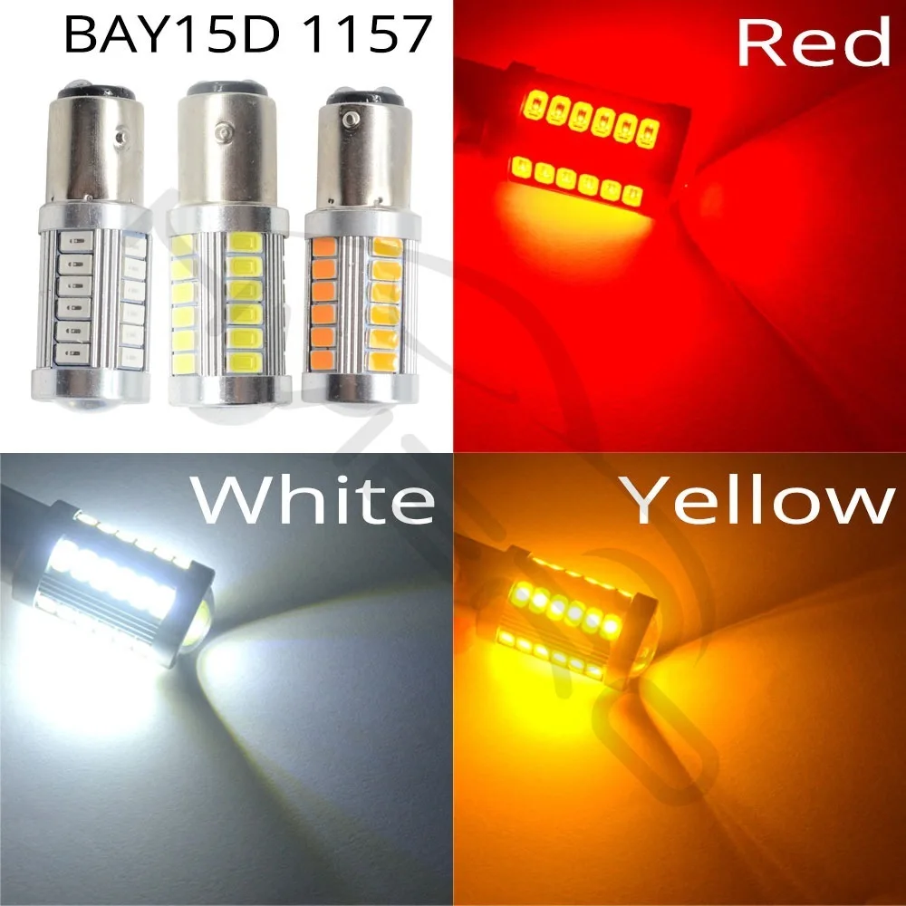 Hviero White Red 1156 BA15S 1157 BAY15D P21 5W 33SMD 5730 LED Car Brake Lights Tail Lamps Turn Signal Auto Rear Reverse Bulbs DRL
