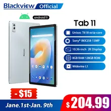 Blackview – tablette PC de 10.36 pouces Tab 11, avec écran 2K, Unisoc T618 Octa Core, 2000x1200, 8 go de RAM, 128 go de ROM, Android 11, Dual Wifi, 6580mAh