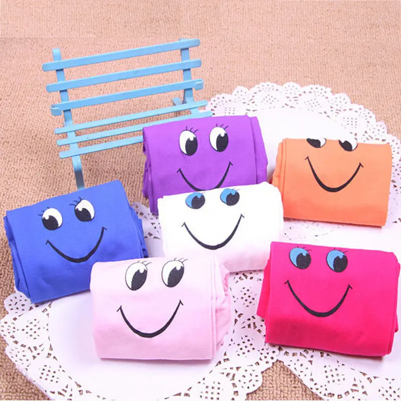 Новые милые детские чулки с рисунком смайлика для девочек танцевальные колготки