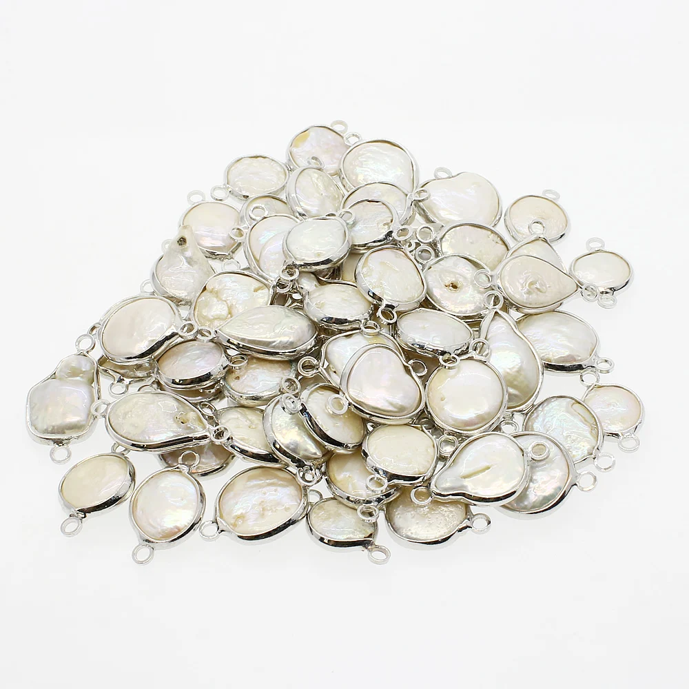 5 шт./пакет из натурального речного жемчуга белого цвета круглое двойное кольцо